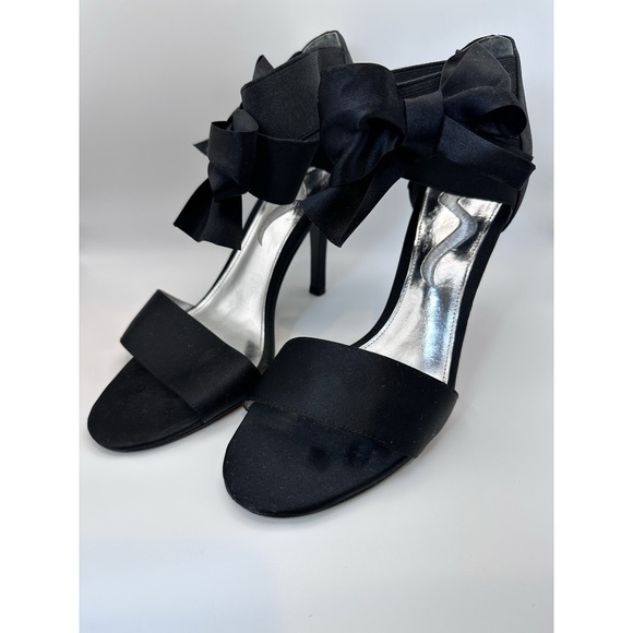 Nina Shoes - Women's Black High Heel Sandals with Bow Ankle Strap – Elegant Dress Shoes